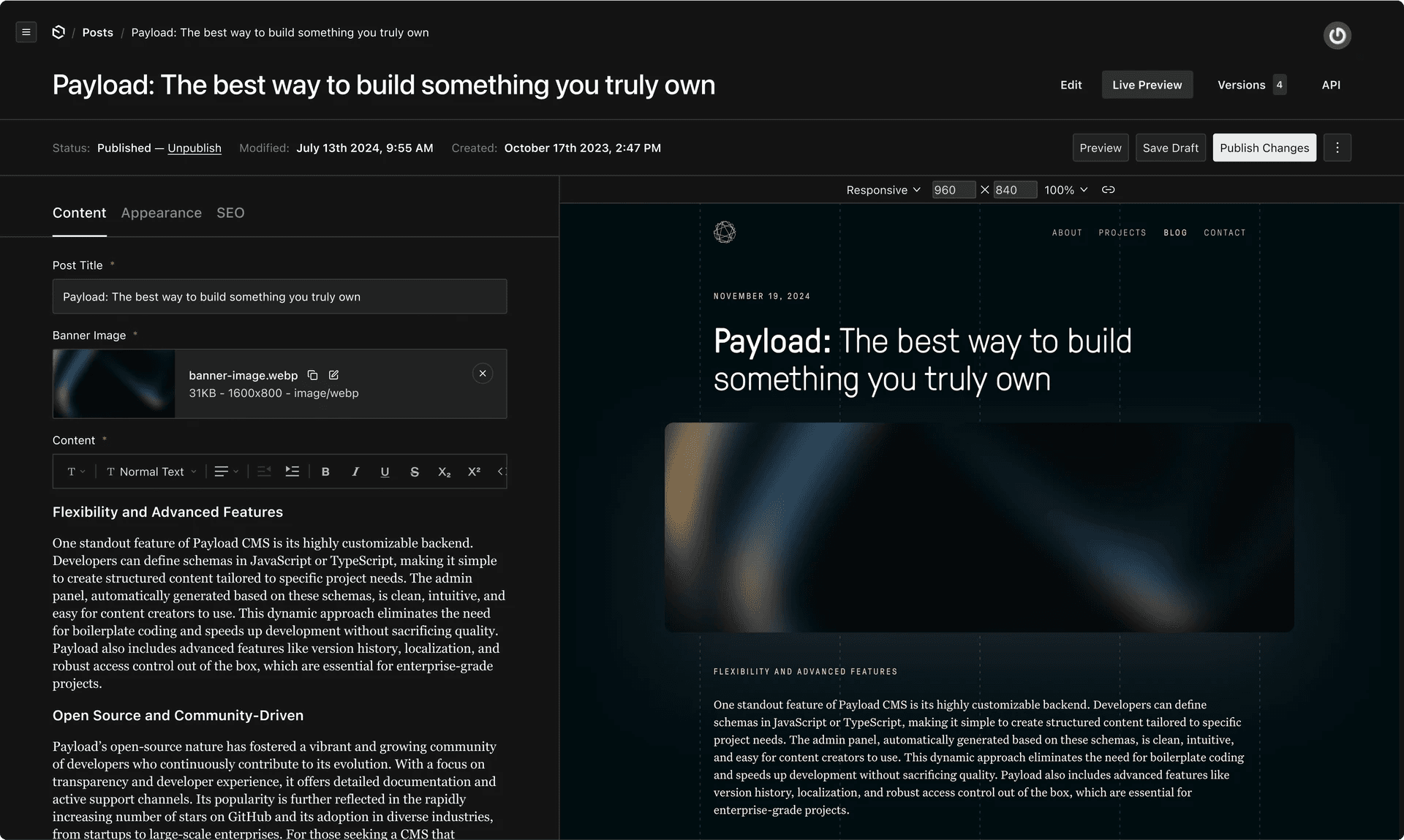 Payload screenshot