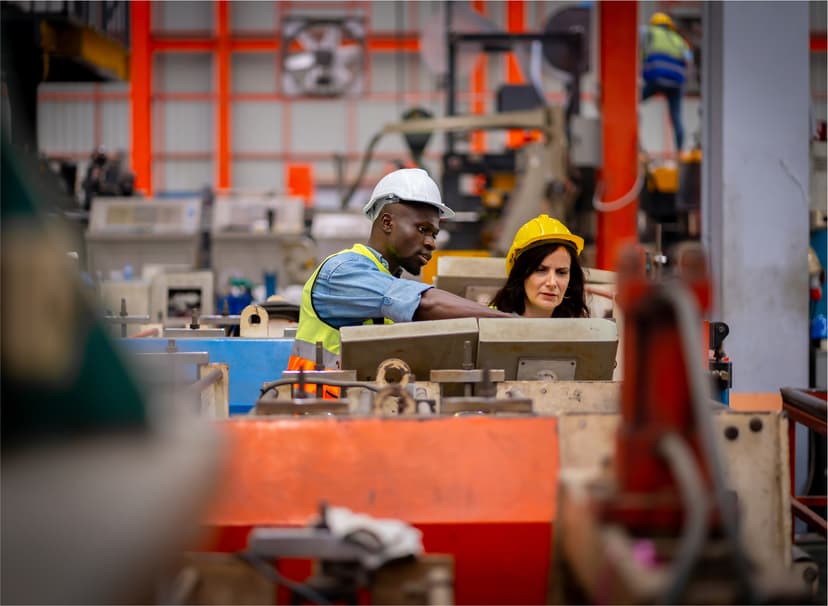 Manufacturing specialists in a factory