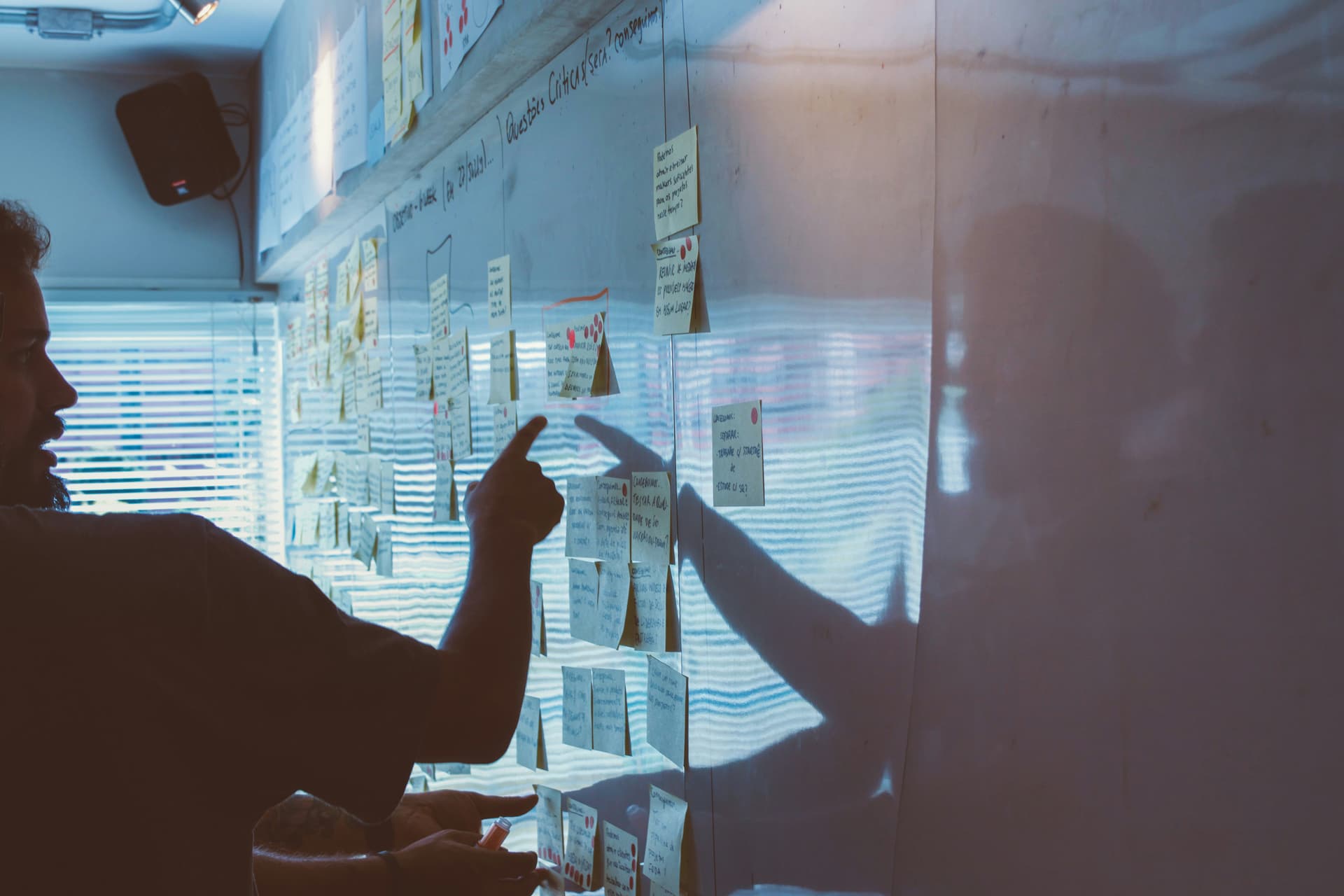 Whiteboard with postit notes