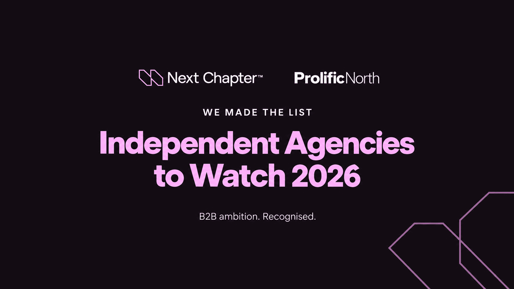 Next Chapter named in Prolific North’s Independent Agencies to Watch 2026